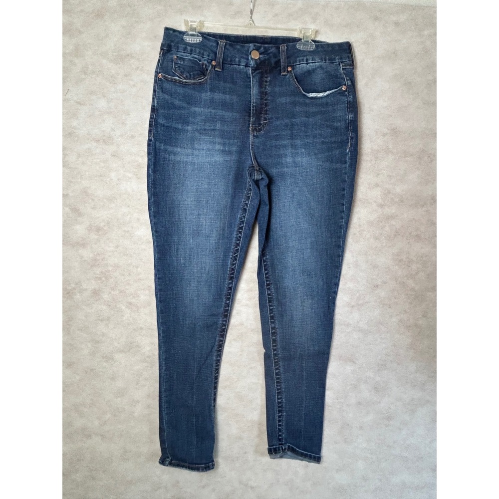 Seven7 Tummyless High Rise Skinny Jeans Medium Wash Blue Size 14